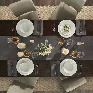 Holiday Table Runner Charcoal Gray Luxury Fieldcrest Holiday Gathering Linen NWT